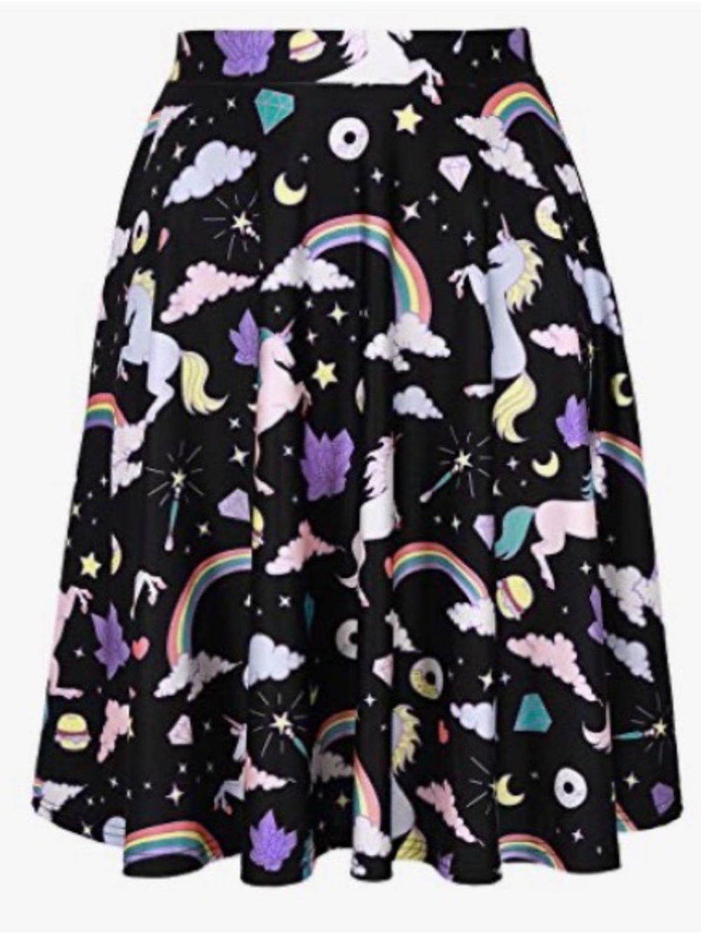 Black Unicorn Print Mini Skirt Plus size 2X